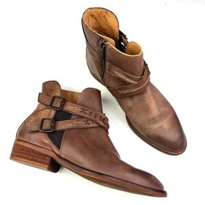 Sundance Veracruz Artisans Bohemian Handmade Brown Leather Hali Booties size 7.5